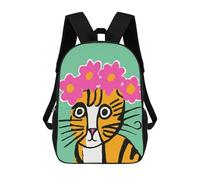 sinyumoney Cat with Flower Crown On Mochila Escolar De 17 Pulgadas Para Adolescentes, Con Estampado 3D, Ajustable Y Con Bolsillos, Ideal Para Niños, Niñas Y Estudiantes.