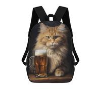 sinyumoney Cat with His Beer in Pub Mochila Infantil, Mochila Escolar Impresa En 3D, Mochila Para Niños Y Niñas, Mochila Escolar Ajustable Para La Escuela Primaria 17inch