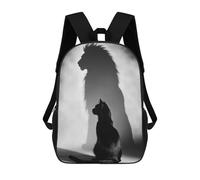 sinyumoney Cat with Lion Shadow Mochila Escolar Para Niños Con Impresión 3D, Mochila Moderna Para Niños Y Niñas, Mochila Informal Para Estudiantes. 17inch