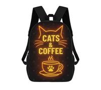 sinyumoney Cats & Coffee Neon Sign Mochila Escolar, Bolso De Negocios, Bolso Para Portátil Resistente Para Niños/niñas/adolescentes 17inch