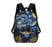 sinyumoney Cats in A Cup Starry Night Mochila Escolar Infantil Impresa En 3D, Mochila Informal De Moda Para Niños, Mochila De Viaje De Alta Capacidad Para Libros Para Niños 17inch