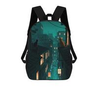 sinyumoney Cats on Rooftops at Night Mochila Escolar Para Escuela Secundaria, Preparatoria, Universidad Y Viajes Para Hombres/mujeres 17inch