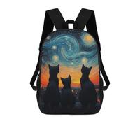 sinyumoney Cats & Starry Night Mochilas Para Niños Mochila Escolar Mochila Escolar Impresa En 3D Para Niños Estudiantes De Primaria Y Secundaria 17inch