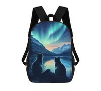 sinyumoney Cats Under Aurora Borealis Northern Lights Mochila Escolar Infantil Impresa En 3D Para Niños, Mochilas De Viaje, Bolsas Para Libros, Mochila Escolar Infantil 17inch