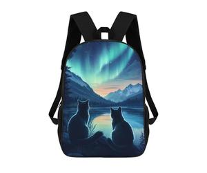 sinyumoney Cats Under Aurora Borealis Northern Lights Mochila Mochila Informal Para El Día A Día Escuela Trabajo Viajes Bolsa - Perfecta Para Viajes, Trabajo Y Uso Diario 17inch