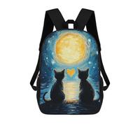 sinyumoney Cats Under The Moon Mochila Infantil Para Niñas, Mochila Escolar 3D, Mochila Para Niños Pequeños, Mochila Informal De Día, Mochila Escolar De Moda 17inch