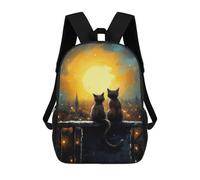 sinyumoney Cats Watching Under Moon Mochila Escolar Para El Trabajo, Negocios, Universidad Y Escuela Para Niñas Y Adolescentes 17inch