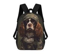 sinyumoney Cavalier Dog Camo Jacket Mochilas Infantiles Mochila Escolar Impresa En 3D Para Niños Mochilas De Viaje Bolsas Para Libros Para Niños 17inch Mochila Escolar