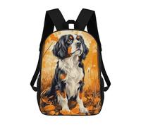sinyumoney Cavalier King Charles Spaniel in Autumn Leaves Mochila Escolar Impresa En 3D Mochilas Informales Para Niños Mochila Escolar Impresa En 3D Para Niños De Primaria Y Secundaria 17inch