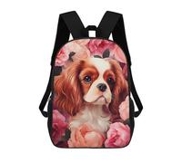 sinyumoney Cavalier King Charles Spaniel in Roses Mochila Escolar Infantil De Moda Informal Mochilas Infantiles Impresas En 3D Mochila Grande Para Niño 17inch