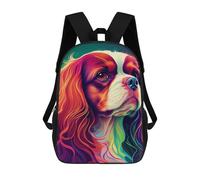 sinyumoney Cavalier King Colorful Dog Mochila Infantil Con Impresión 3D, Mochila Escolar Para Niños, Mochila Informal Divertida Para Niños Y Adolescentes 17inch
