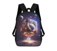 Sinyumoney Celestial Realms Mochila Niño, Mochila Impresa 3D Para Niños Y Adolescentes, Tesseract Planet, 17"