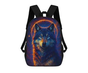 sinyumoney Celestial Wolf Portrait Mochila De Moda Para Papelería, Impermeable, Informal, Para Niños/niñas/adolescentes 17inch