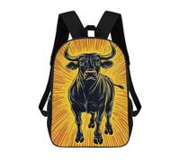 sinyumoney Charging Bull on Yellow Background Mochila Escolar Impresa En 3D 17inch Mochila Escolar Infantil Mochilas De Viaje Mochila Informal De Moda Para Niños Y Estudiantes