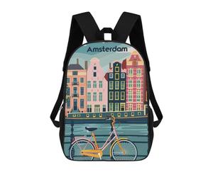 sinyumoney Charming Amsterdam Mochila Infantil Para Niñas, Mochila Escolar 3D, Mochila Para Niños Pequeños, Mochila Informal De Día, Mochila Escolar De Moda 17inch