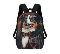 sinyumoney Charming Dog in Formal Attire with Wine Glass 17inch Mochila Escolar Impresa En 3D Para Niños, Mochila Escolar Informal De Moda, Mochilas De Viaje Para Niños Y Estudiantes.