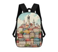 sinyumoney Charming European Cityscape Mochilas Escolares Mochila Escolar Ligera Mochila De Día Mochila Para Libros Para La Universidad Para Hombres/mujeres 17inch
