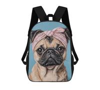 sinyumoney Charming Pug with Pink Bandana Mochilas Para Niños 17inch Mochila Escolar Mochila Escolar Impresa En 3D Para Niños De Primaria Y Secundaria