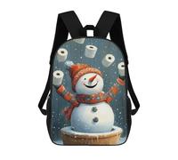 Sinyumoney Charming Snowman Ornament Mochila Escolar Ligero, Mochila De Día, Bolsa De Libros Para Niñas Y Adolescentes, Snowman Juggling - Papel de Navidad, 17"