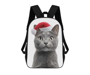sinyumoney Chartreux Cat with Santa Hat Mochilas Escolares Mochilas Escolares De Secundaria Mochila Informal Para El Campus Viajes Al Aire Libre Deportes 17inch