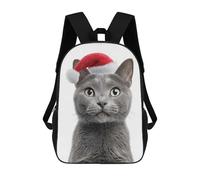 sinyumoney Chartreux Cat with Santa Hat Mochilas Infantiles Escolares Impresas En 3D, Mochilas Para Niños, Mochilas De Viaje Para Niños Y Niñas, Mochilas Escolares Para Niños 17inch