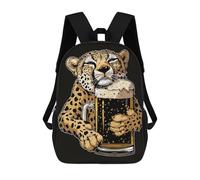 sinyumoney Cheetah Beer Mochila Escolar Infantil Impresa En 3D, Mochila Informal De Moda Para Niños, Mochila De Viaje De Alta Capacidad Para Libros Para Niños 17inch