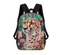 sinyumoney Cheetah in Flowers Art Print Mochilas Escolares Mochila Escolar Ligera Mochila De Día Mochila Escolar Para La Universidad Para Niños/Niñas/Adolescentes 17inch
