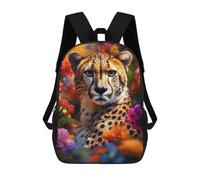 sinyumoney Cheetah in Flowers Mochila Escolar De 17 Pulgadas Impresa En 3D Mochilas Infantiles Mochila Genial Impresa En 3D Para Niños De Primaria Y Secundaria