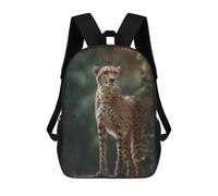 sinyumoney Cheetah in Rainy Forest Mochila Escolar De 17 Pulgadas Para Adolescentes, Con Estampado 3D, Ajustable Y Con Bolsillos, Ideal Para Niños, Niñas Y Estudiantes.