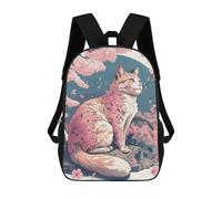 sinyumoney Cherry Blossom Cat Mochilas Para Niños, Mochilas Escolares Personalizadas En 3D Para Niños Y Niñas, Mochilas Escolares Grandes, Mochilas Informales Para El Día A Día 17inch