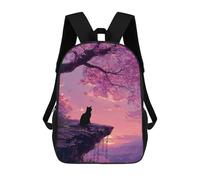 sinyumoney Cherry Blossom Cat Sunset-2 Mochila Escolar Infantil De 17 Pulgadas, Mochila Escolar Impresa En 3D Para Niños De Primaria Y Secundaria