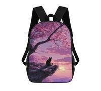 sinyumoney Cherry Blossom Cat Sunset Mochila Escolar, Bolso De Negocios, Bolso Para Portátil Duradero Para Campus, Actividades Al Aire Libre, Viajes Y Deportes 17inch