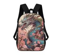 sinyumoney Cherry Blossom Dragon Fantasy Art Mochila Escolar Para Niños Y Niñas, Mochila Informal De Viaje, Mochila De Gran Capacidad Para El Día A Día 17inch