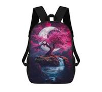 sinyumoney Cherry Blossom Moon Mochila Escolar Para Niñas Y Niños, Mochilas De Gran Capacidad, Mochilas Ligeras Para Niños Y Estudiantes 17inch