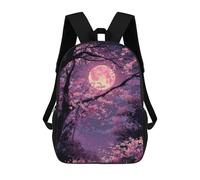 sinyumoney Cherry Blossom Moon Night-7 Mochila Escolar De 17 Pulgadas Para Adolescentes, Con Estampado 3D, Ajustable Y Con Bolsillos, Ideal Para Niños, Niñas Y Estudiantes.