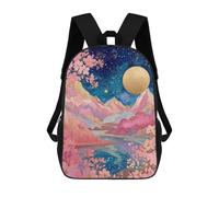 sinyumoney Cherry Blossom Moonlit Landscape -3 Mochila Escolar Infantil De 17 Pulgadas, Impresa En 3D, Estilo Casual, Para Niños, Ideal Para Viajes, Como Mochila Escolar O Para Llevar Libros.