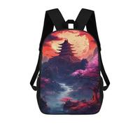 sinyumoney Cherry Blossom Moonlit Pagoda -2 Mochila Escolar Resistente Al Agua, Mochila De Viaje, Bolsa Para Computadora Para Hombres, Mujeres Y Adolescentes 17inch