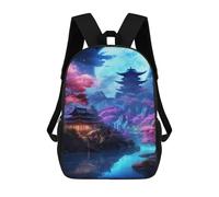 sinyumoney Cherry Blossom Moonlit Pagoda -3 Mochilas Escolares Para Ordenador, Ideales Para El Colegio/trabajo/viajes, Acampadas, Aventuras Al Aire Libre Y Viajes Diarios 17inch