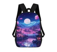 sinyumoney Cherry Blossom Moonlit Village Mochila Escolar Resistente Al Agua, Mochila De Viaje, Bolsa Para Computadora - Perfecta Para Viajes, Trabajo Y Uso Diario 17inch