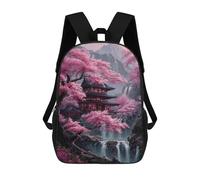 sinyumoney Cherry Blossom Paradise with Japanese Temple Mochilas Para Niños 17inch Mochila Escolar Mochila Escolar Impresa En 3D Para Niños De Primaria Y Secundaria