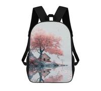 sinyumoney Cherry Blossom Serenity Lake House Mochila Escolar Infantil Impresa En 3D 17inch Mochilas De Moda Para Niños De Primaria Y Secundaria