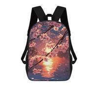 sinyumoney Cherry Blossom Sunset Reflections Mochila Infantil De 17 Pulgadas, Mochila Escolar Con Estampado 3D De Dibujos Animados Para Niños Y Adolescentes.