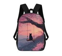 sinyumoney Cherry Blossom Swing Cat-2 Mochilas Escolares Para La Escuela Secundaria, Preparatoria, Universidad Y Viajes Para Hombres, Mujeres Y Adolescentes 17inch