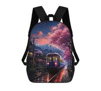 sinyumoney Cherry Blossom Train Journey Mochila Escolar Impresa En 3D Para Niños Y Niñas, Mochila Para Portátil Para Niños/estudiantes/adultos 17inch