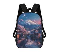 sinyumoney Cherry Blossom Village with Mountain View Mochila Escolar Infantil De 17 Pulgadas, Mochila Escolar Impresa En 3D Para Niños De Primaria Y Secundaria