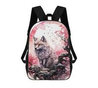 sinyumoney Cherry Blossom Wolf Animal Mochilas Impresas En 3D Para Niños 17inch Mochilas De Moda Informales Para El Día A Día, Bolsas De Viaje, Mochilas Informales Para Exteriores Para Niños Y Niñas
