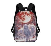 sinyumoney Cherry Blossom Wolf Mochilas Para Niños Mochila Escolar Mochila Escolar Impresa En 3D Para Niños Estudiantes De Primaria Y Secundaria 17inch