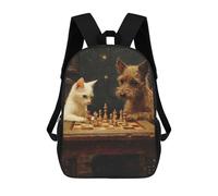 sinyumoney Chess Playing Cat And Dog Mochila Escolar Infantil Impresa En 3D Para Niños, Mochilas De Viaje, Bolsas Para Libros, Mochila Escolar Infantil 17inch