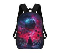 sinyumoney Chessboard Under Cosmic Sky Mochila Escolar De Moda Para Estudiantes, Adecuada Para Niños Y Niñas, Mochila Informal Para Viajes Al Aire Libre, Esencial Para El Día A Día 17inch