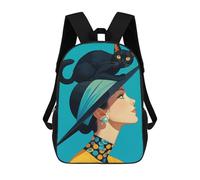 sinyumoney Chic Vintage Cat Lady Art Mochila Escolar De Moda Para Estudiantes, Adecuada Para Niños Y Niñas, Mochila Informal Para Viajes Al Aire Libre, Esencial Para El Día A Día 17inch